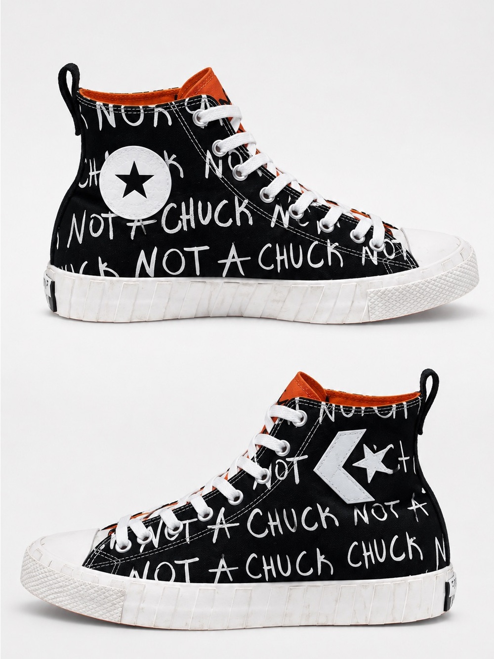 Converse UNT1TL3D Not A Chuck High Top Sneakers Size 11 Black White Orange EUC